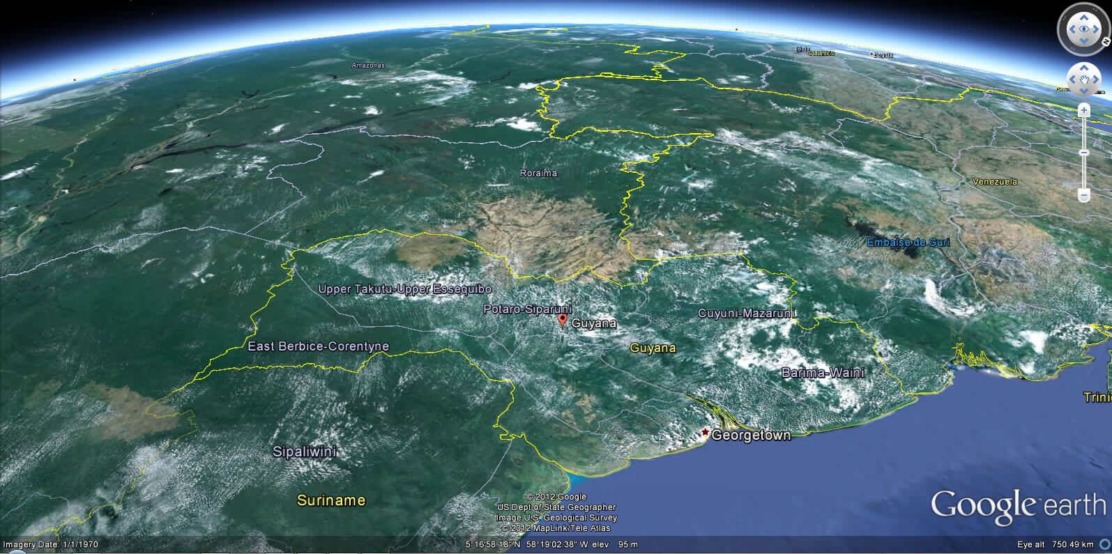 Guyana Earth Map